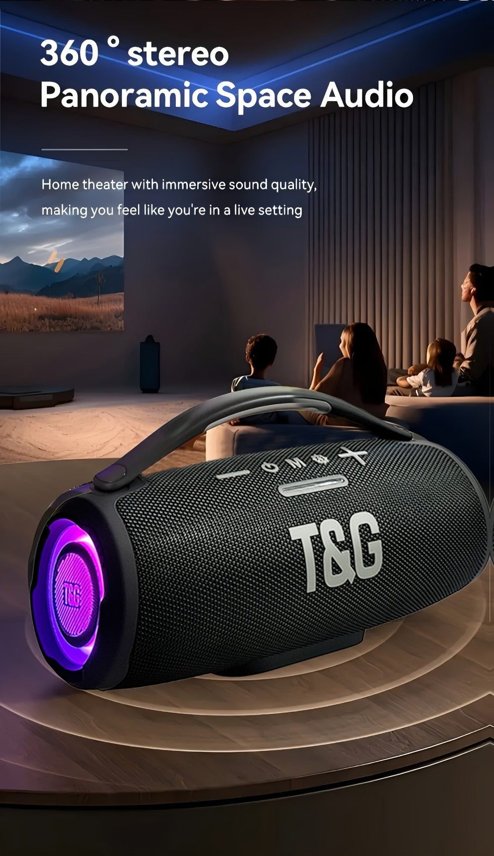 Tablet Altavoz Inalámbrico TG 30W, Altavoz Portátil con Sonido Envolvente Subwoofer