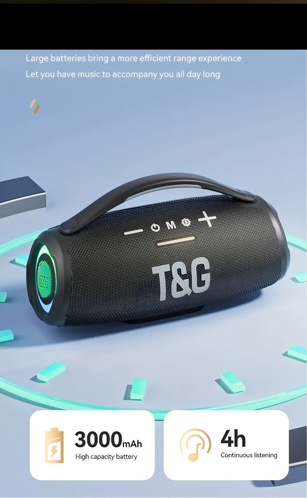 Tablet Altavoz Inalámbrico TG 30W, Altavoz Portátil con Sonido Envolvente Subwoofer