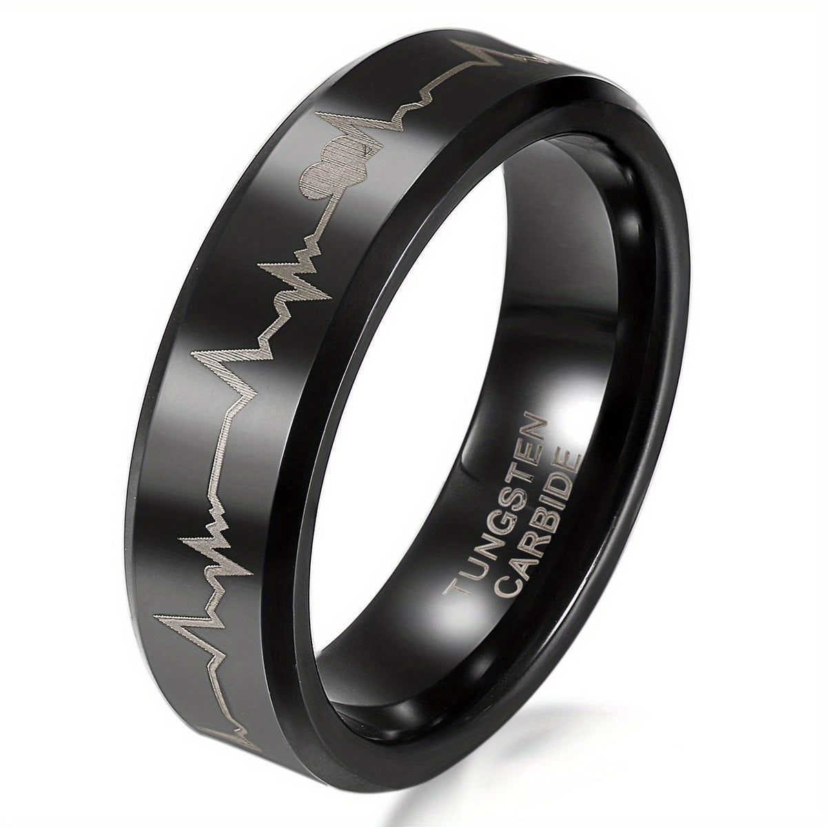 Anillo de pareja JewelryWe, carburador de tungsteno con corazones y latido, anillos de compañero, anillos de la amistad, anillos de boda, anillos de compromiso, banda, variant image - product view 12