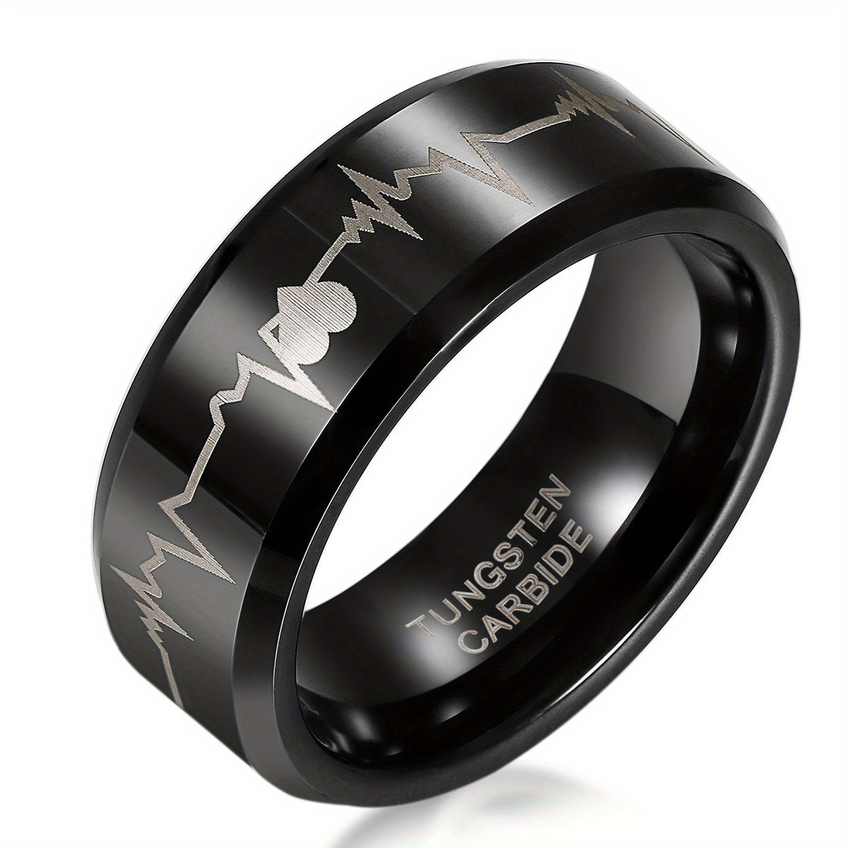 Anillo de pareja JewelryWe, carburador de tungsteno con corazones y latido, anillos de compañero, anillos de la amistad, anillos de boda, anillos de compromiso, banda, variant image