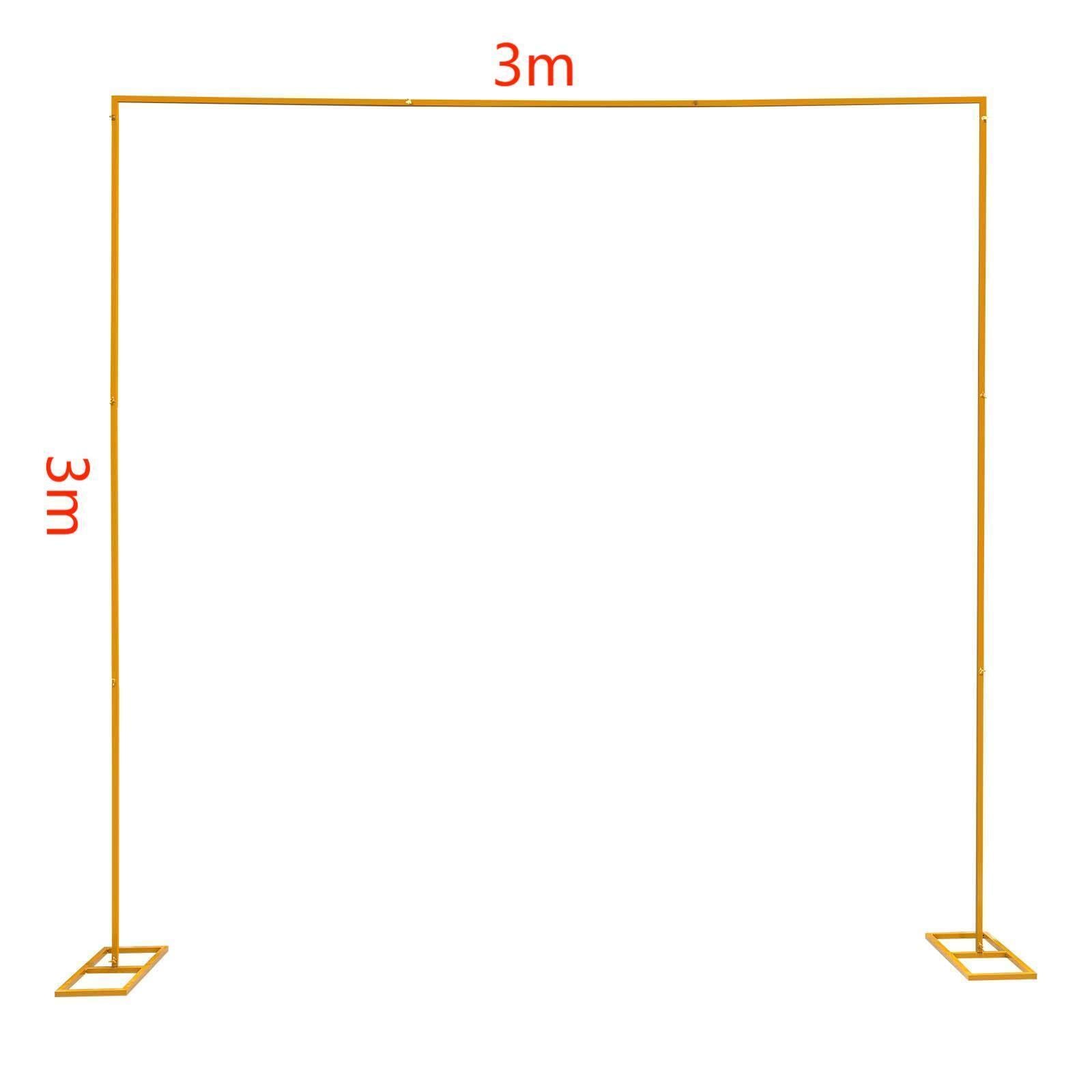 Arco de boda de metal de 3x3 m, soporte de fondo cuadrado ajustable en altura, soporte de arco de globo de metal rectangular para decoración de fondo de cabina de fotos de fiesta de cumpleaños de boda, arcos de boda amarillos para ceremonia