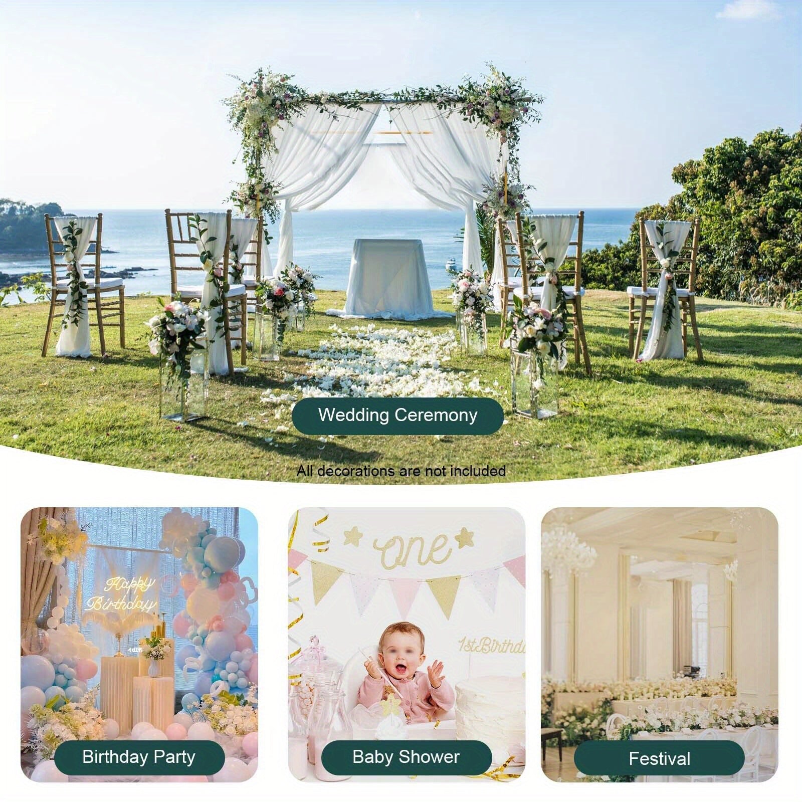 Arco de boda de metal de 3x3 m, soporte de fondo cuadrado ajustable en altura, soporte de arco de globo de metal rectangular para decoración de fondo de cabina de fotos de fiesta de cumpleaños de boda, arcos de boda amarillos para ceremonia