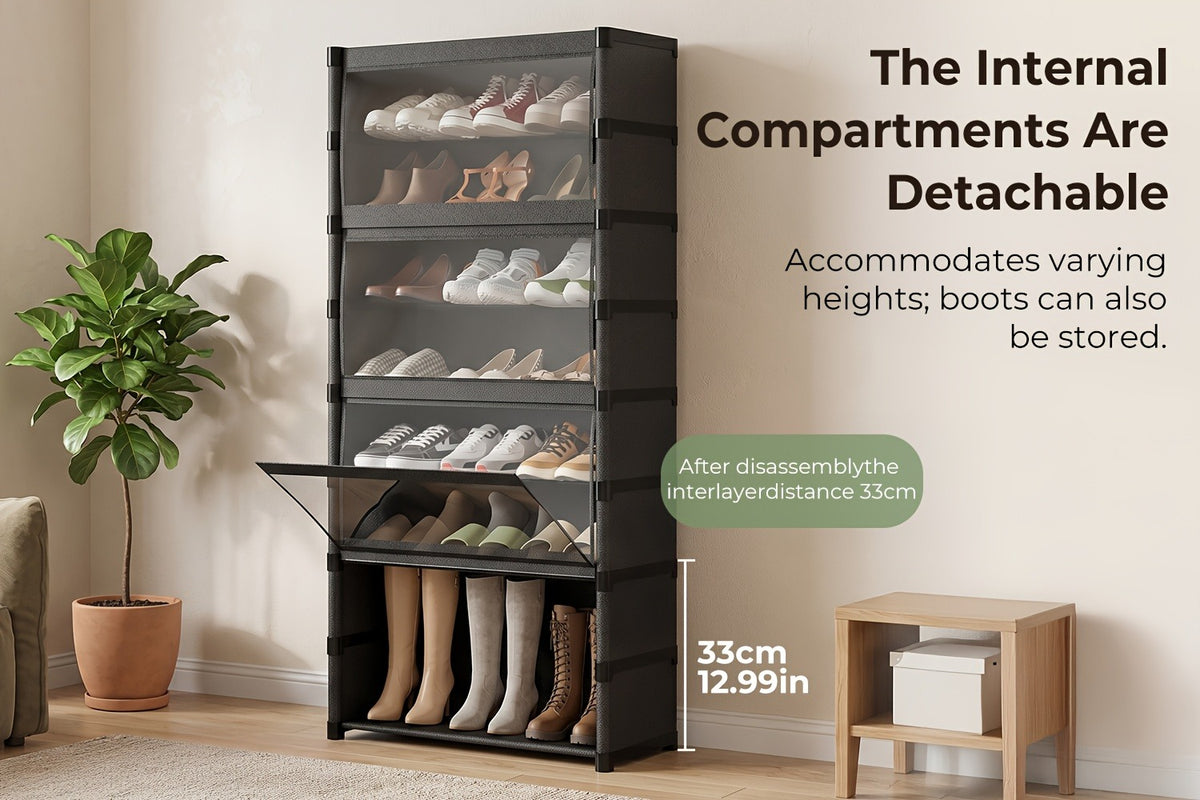 Armario zapatero de 1 pieza de 6/8 niveles, funda antipolvo transparente, estructura de metal resistente, estante de tela no tejida, organizador de zapatos de gran capacidad, almacenamiento de zapatos que ahorra espacio, estante de zapatos 