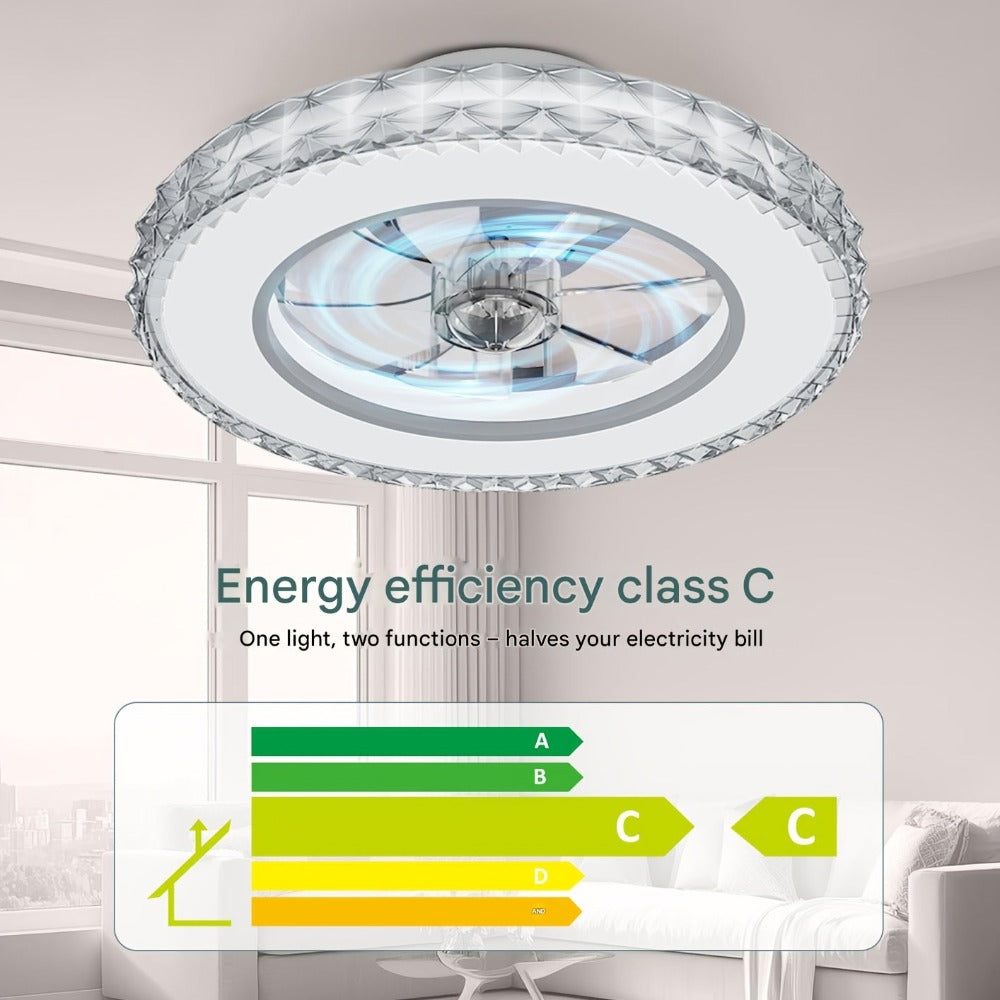Ventilador de techo 43cm con Luz, Luz RGB+3CCT Ajustable, Vidrio