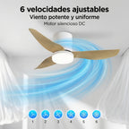 Ventilador de Techo con Luz LED 86 cm Silencioso, Motor DC de Bajo Consumo, 6 Velocidades, Luz Regulable 3000K-6500K, Mando a Distancia, Temporizador y Función Memoria, Ideal para Dormitorio y Salón