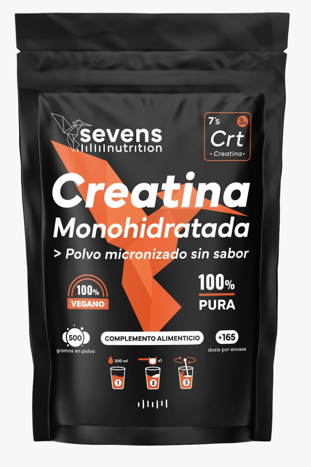 Pack 2x Creatina Monohidratada en Polvo Sin Sabor – 1000 g Totales – Creatina Micronizada 100 % Pura – Vegana y Sin Gluten – Sevens Nutrition