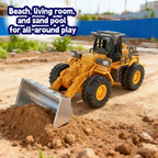 Cargadora a control remoto - Camión de juguete bulldozer a control remoto con operación de simulación de cucharón hidráulico, Colección de modelos de tractor de construcción de vehículos de ingeniería para niños y niñas