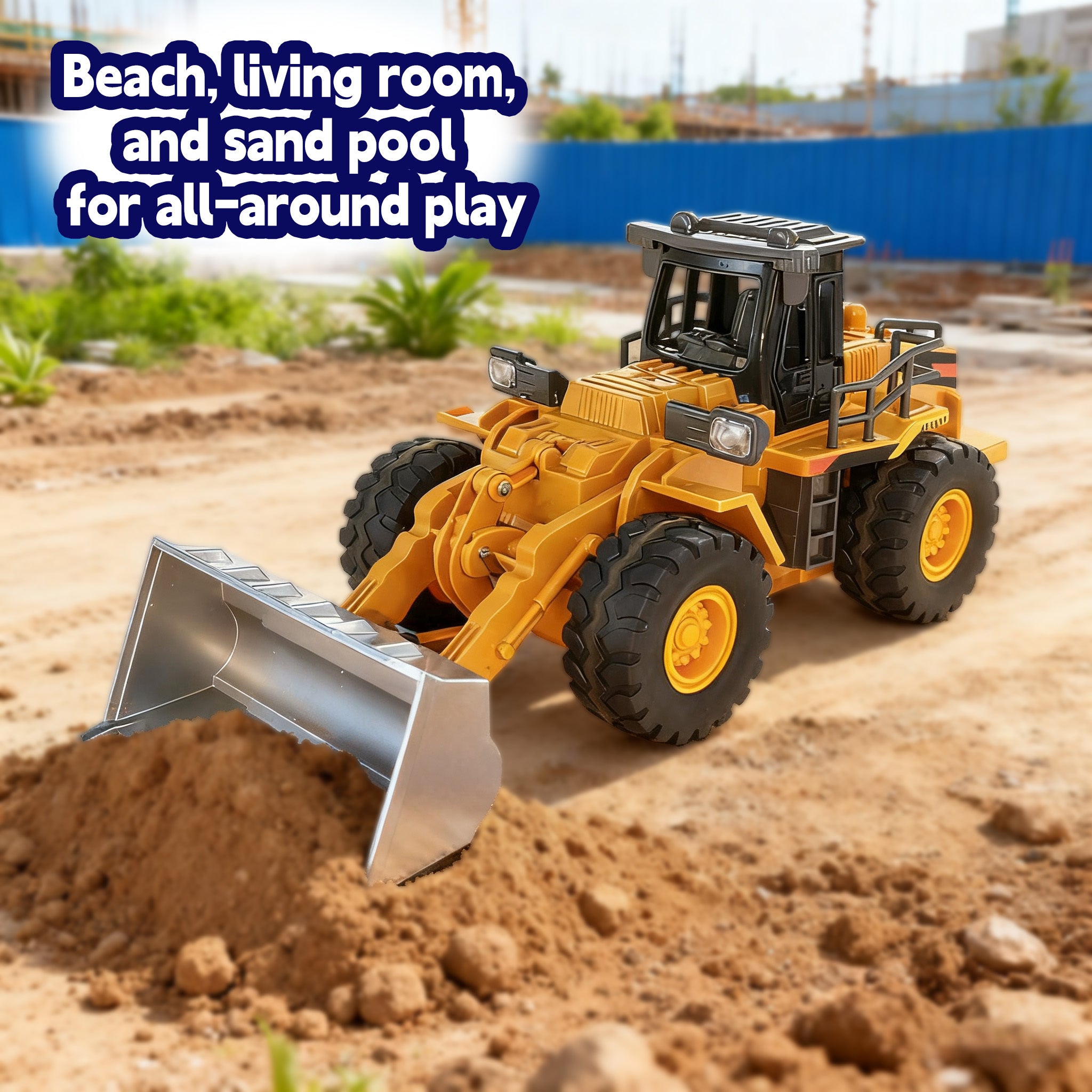 Cargadora a control remoto - Camión de juguete bulldozer a control remoto con operación de simulación de cucharón hidráulico, Colección de modelos de tractor de construcción de vehículos de ingeniería para niños y niñas