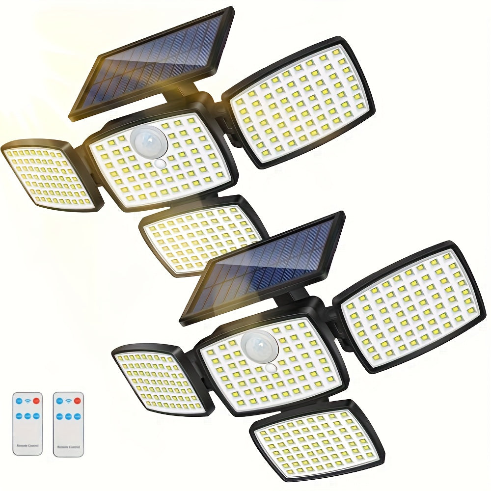 Luz solar LED con sensor de movimiento 2 piezas | Para jardín, patio, garaje y seguridad exterior