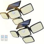 Luz solar LED con sensor de movimiento 2 piezas | Para jardín, patio, garaje y seguridad exterior