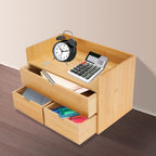 Organizador de escritorio, Organizador de escritorio de bambú con cajón, Caja de escritorio de bambú, Adecuado para guardar diversas cosas de necesidades diarias en habitaciones, oficinas, etc. (3 cajones)