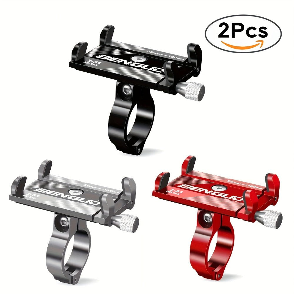 2 soportes de teléfono de aleación de aluminio para bicicleta, motocicleta y navegación, 2 unidades
