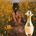 Perfume de lujo con purpurina dorada para mujer - 50ml EDP Fragancia intensa | Botella tallada con elegantes detalles dorados | Aroma floral a rosa, osmanthus y almizcle | 80% de alta concentración | Duradero | Regalo perfecto para San Valentín/Cumpleaños
