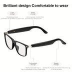 Gafas de Audio Inteligentes Multifuncionales con Altavoz Integrado y Tecnología Soundwave, Compatibles Con Llamadas Inalámbricas, Responder/Rechazar llamadas, Escuchar Música en las Gafas, Control por Foto, 85mAh*2 Batería Grande, Gran Autonomía, Diseño E