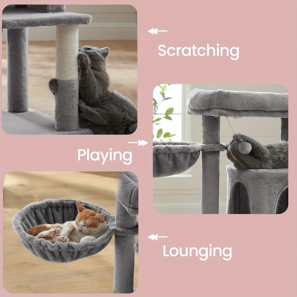 Rascador para gatos | Torre Pequeña para Gatos Feandrea - Diseño Multinivel con Perchas Ampliadas, Postes Rascadores, Rampas y Plataformas