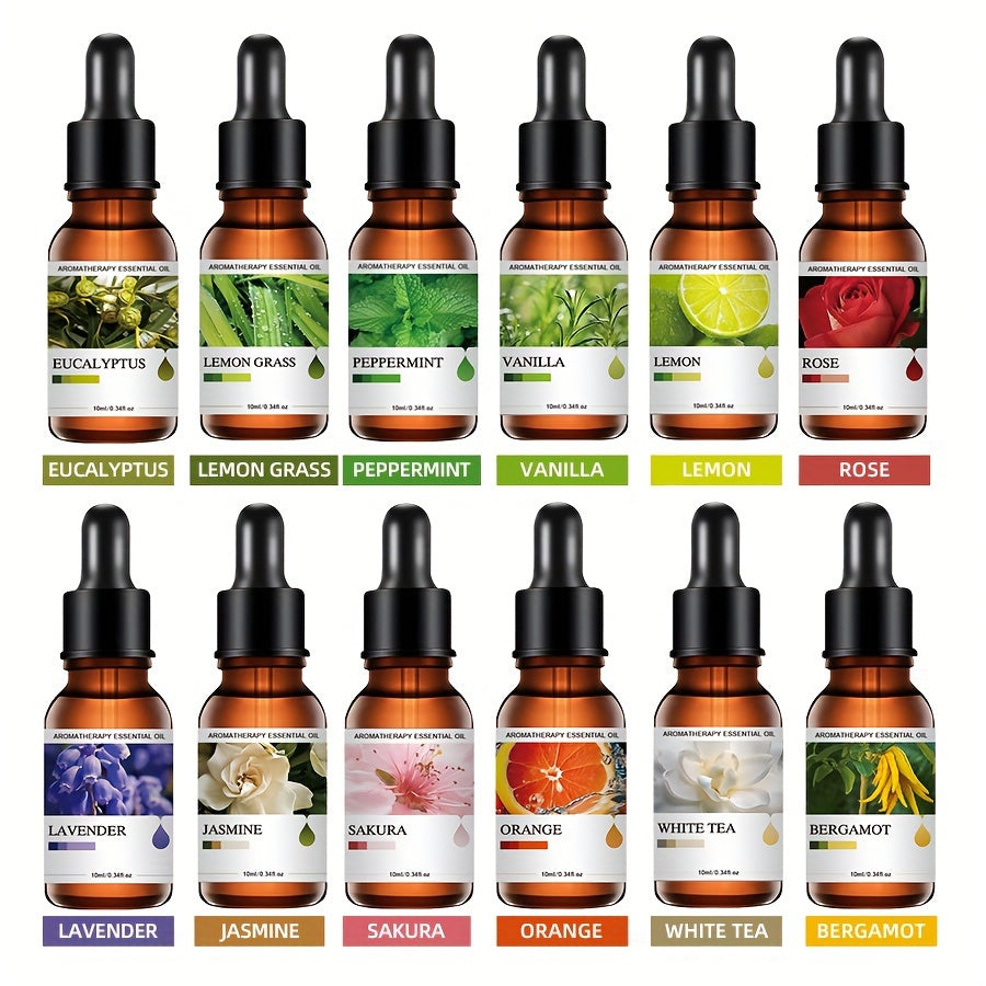 Aceites esenciales y accesorios | Set de 5 goteros para aceites esenciales, difusor de aroma, velas perfumadas, quemador de aceite aromático