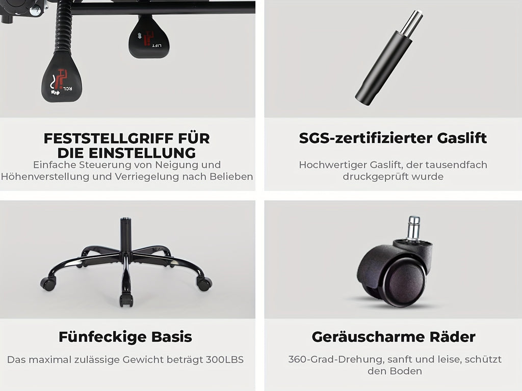 Silla de gaming SUKIDA de tela, silla de gaming ergonómica con reposapiés, silla de carreras para ordenador ajustable con soporte lumbar, silla ergonómica para PC negra