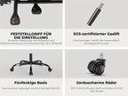 Silla de gaming SUKIDA de tela, silla de gaming ergonómica con reposapiés, silla de carreras para ordenador ajustable con soporte lumbar, silla ergonómica para PC negra