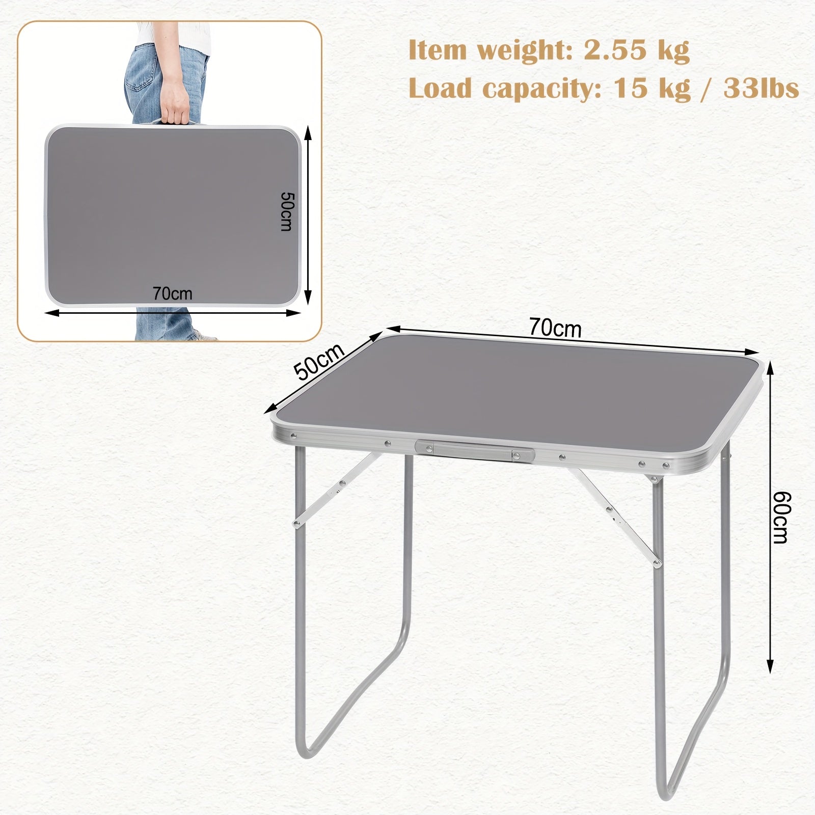 1pc Mesa de Exterior Mueble de Exterior para Camping Equipo de Senderismo Mesa de Camping Mesa Plegable Mesa de Viaje 70 X 50 X 60cm Estable Robusta Versátil Mesa Plegable de Jardín para Picnic Playa Uso de Ocio al Aire Libre Negra