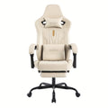 Silla de Juego y Oficina, Silla de Computadora con Reposapiés, Reposacabezas y Soporte Lumbar, Silla Ergonómica, Silla Giratoria y Ajustable en Altura, Opciones en Gris, Beige, , Marrón y Verde