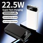 Batería externa | Batería portátil de gran capacidad 50000mAh con carga rápida PD22.5W, doble puerto USB de salida/pantalla LED de energía