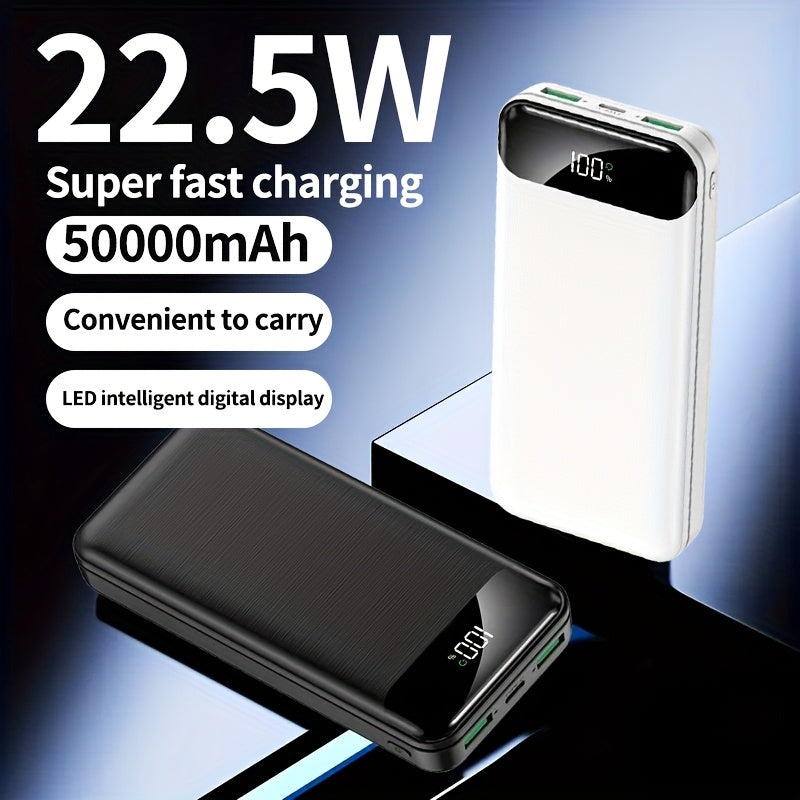 Batería externa | Batería portátil de gran capacidad 50000mAh con carga rápida PD22.5W, doble puerto USB de salida/pantalla LED de energía