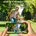 [Zoom 10x] Cámara de seguridad de exterior de 4MP con zoom automático de doble lente, más clara a distancia, cámara de alta definición 2K con panel solar, sistema de monitoreo PTZ de doble lente, foco deportivo WiFi 5G, visión nocturna en color, llamada b