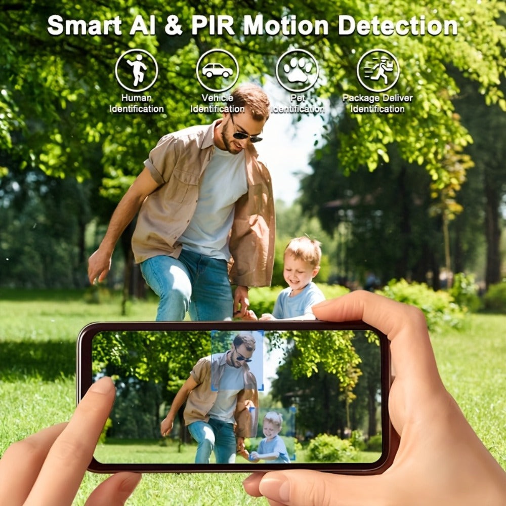 [Zoom 10x] Cámara de seguridad de exterior de 4MP con zoom automático de doble lente, más clara a distancia, cámara de alta definición 2K con panel solar, sistema de monitoreo PTZ de doble lente, foco deportivo WiFi 5G, visión nocturna en color, llamada b