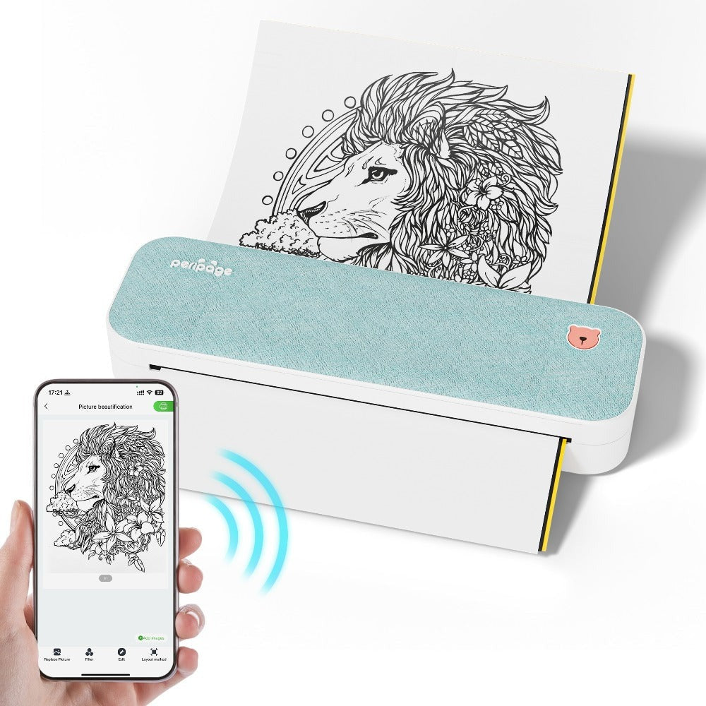 Peripage A40, Mini Impresora, Impresora Térmica Portátil, Soporta 20.98cm X 29.69cm Carta US, Impresora Móvil Inalámbrica Sin Tinta para Viajes, Compatible con Android e iOS, Imprime Docs, Papel de Tatuaje