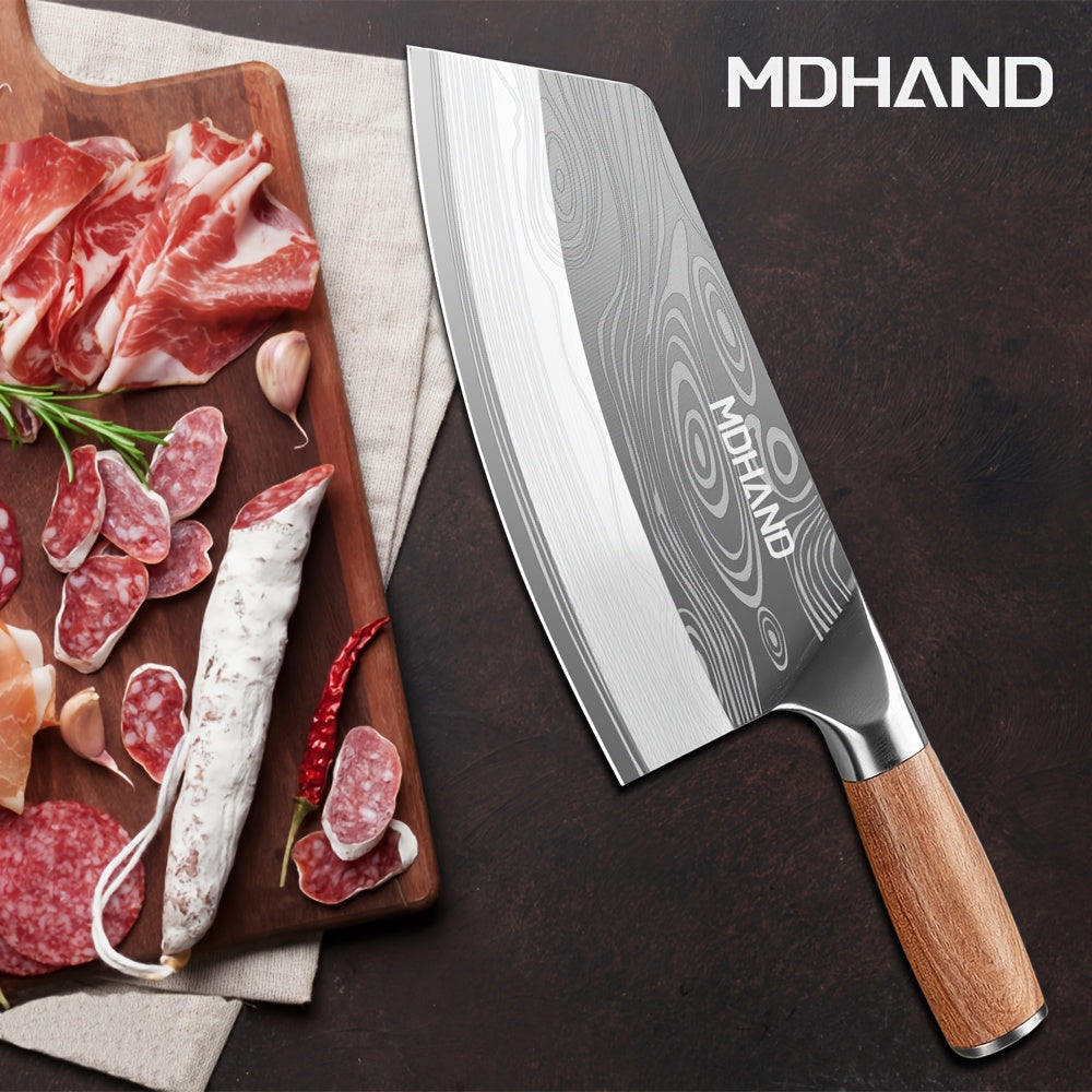 Cuchillo de cocina | 1 pieza Cuchillo de cocina de acero de Damasco, afilado como una cuchilla para rebanar y desmenuzar en la cocina, dureza de