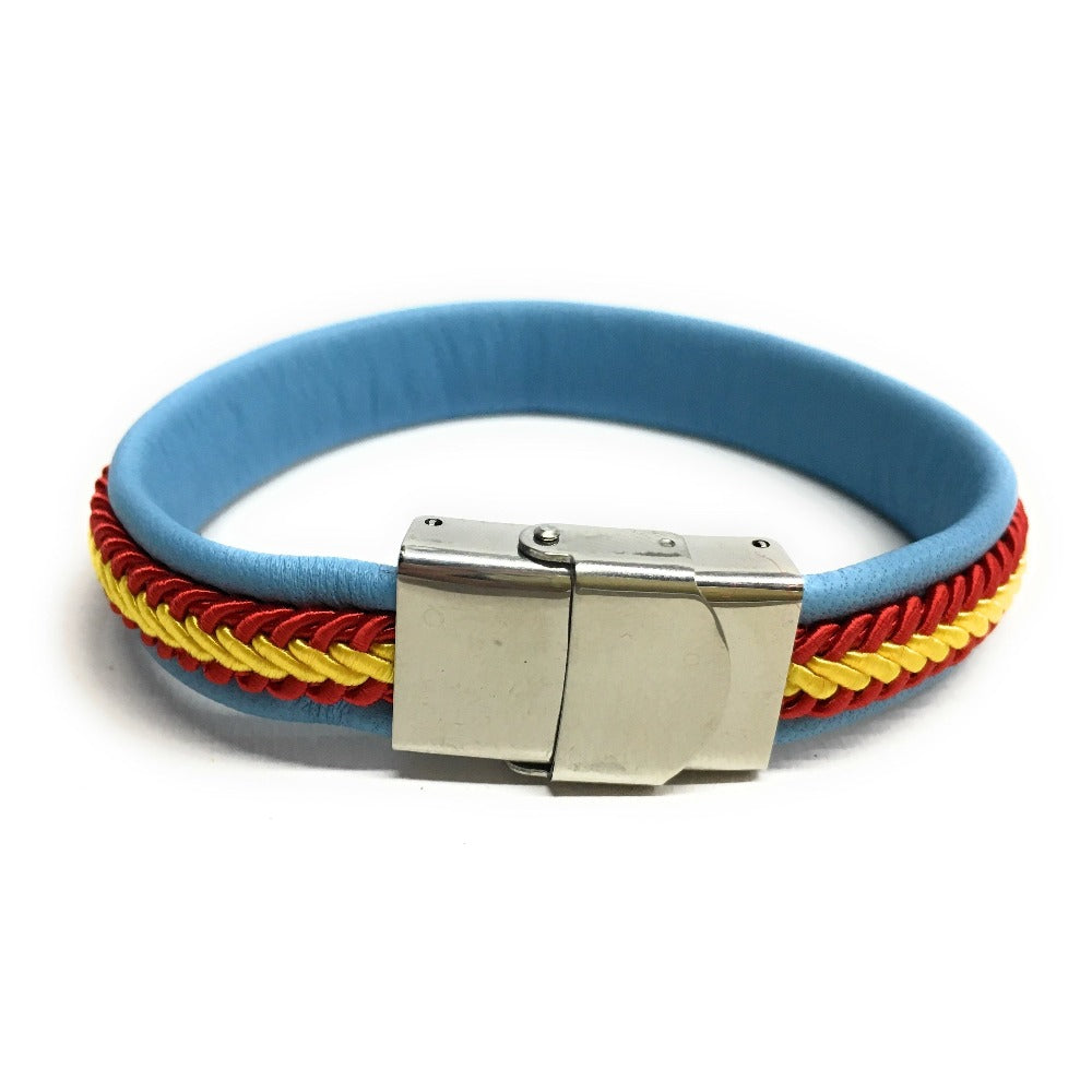 Pulsera De Piel Bandera De España (Hecho a Mano) | Complementos de Moda Unisex para Hombres y Mujeres de Estilo Atemporal y Elegante | Regalos Originales y Exclusivos