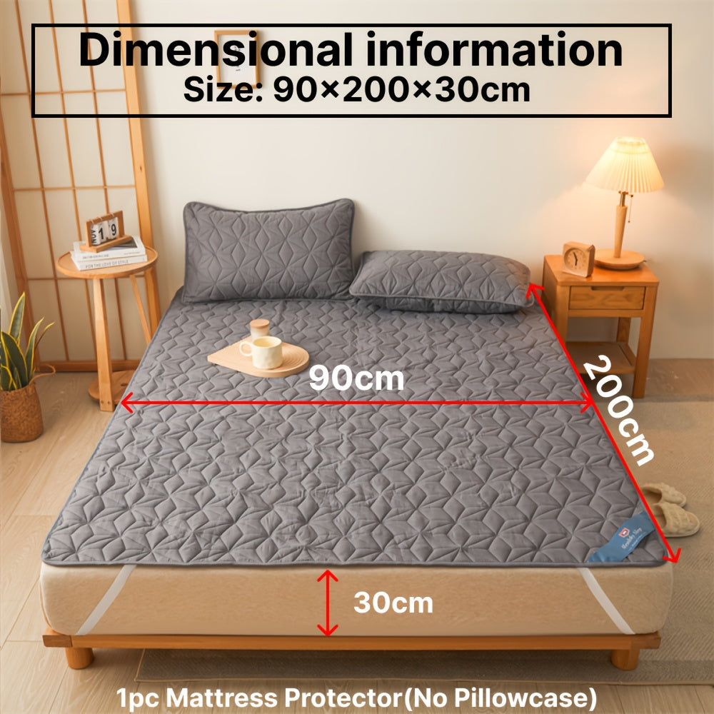 1 Protector de colchón acolchado impermeable, funda de colchón transpirable con correas elásticas para cubre cama (sin funda de almohada), topper de colchón antideslizante para todas las estaciones