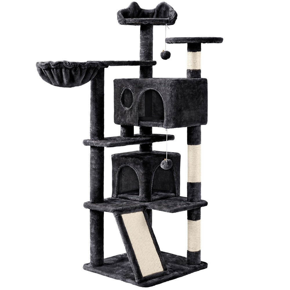 Rascador para gatos Costoffs, de 145 cm de altura, robusto árbol trepador con postes de sisal para rascar, 2 cuevas para gatos y sisal de juego para gatos
