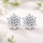 Pendientes de plata de ley 925 para mujer – Pendientes de circonita cúbica con diseño floral, Pendientes de plata de ley esterlina brillantes, Regalo de joyería elegante para mujer