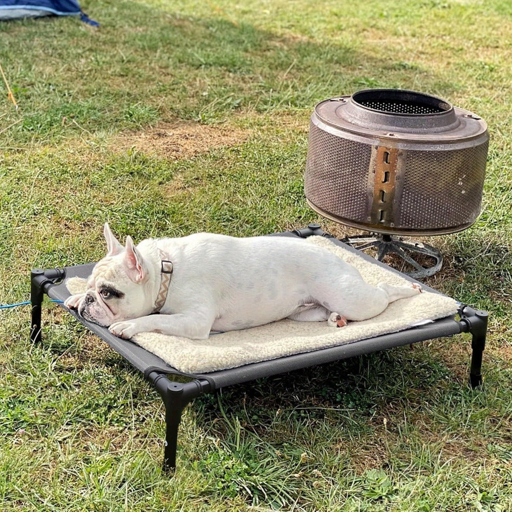 Cama para Perros con Dosel, Cama Elevada para Mascotas con Techo y Estructura de Hierro, Colchón para Dormir de Mascotas, Cama para Gatos, Gris, 76x61x76cm, 92x76x92cm, 122x92x102cm