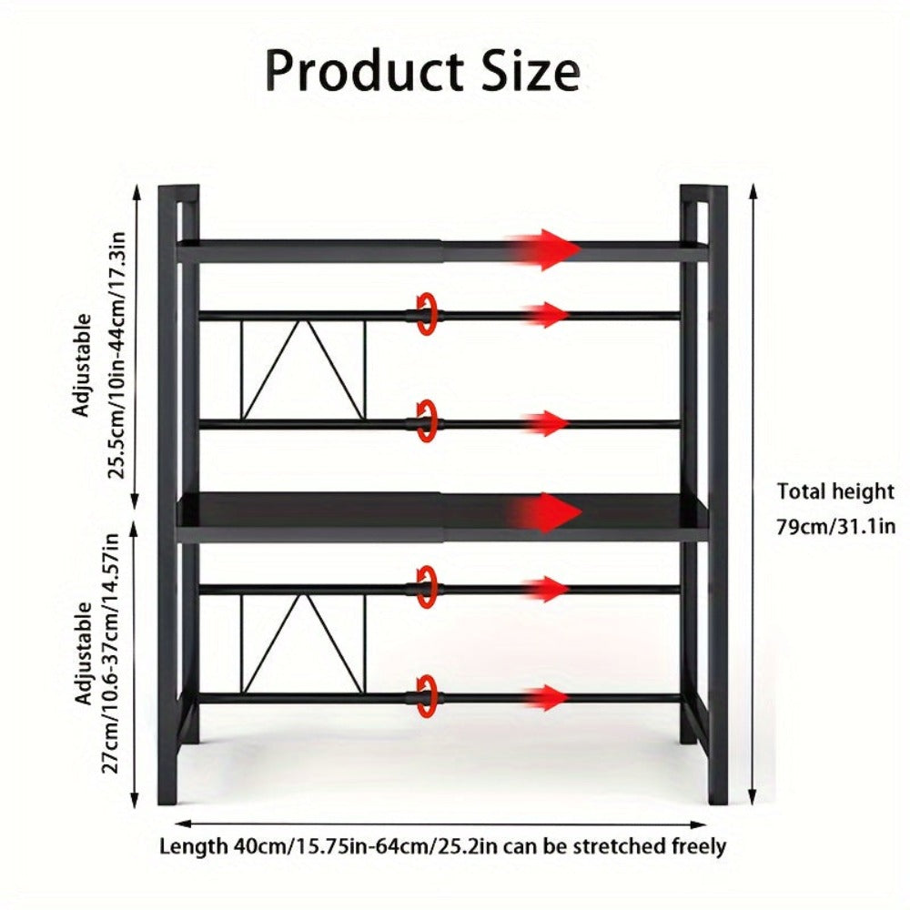 Rejilla Expansible para Microondas, Organizador Ajustable de Soporte para Horno Microondas, Encimera de Cocina con 5 Ganchos (2 Capas, ), Estantes Utilitarios