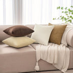 4 Pack Fundas de Cojín Decorativas de Rayas Suaves, Estilo Bohemio en Pana, Fundas Cuadradas de Pana, Cómodas y Modernas para Sofá, Sala, Dormitorio, Decoración Rústica, Relleno No Incluido