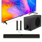 Barras de sonido de 81.28 cm para TV, barra de sonido para Smart TV, altavoz sin varillas, barra de sonido con cable e inalámbrica, barras de sonido separables 2 en 1 con conexión ARC/óptica/AUX, con control remoto por infrarrojos