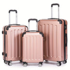 Conjunto de Tres Maletas Familiares de 20+24+28 Pulgadas, Maleta de Cabina de 20 Pulgadas para Viajes de Negocios, Caja de Almacenamiento con Contraseña, Ruedas Universales, Carcasa Dura de ABS, Maleta de Trolley de Gran Capacidad (ML-XL-set)