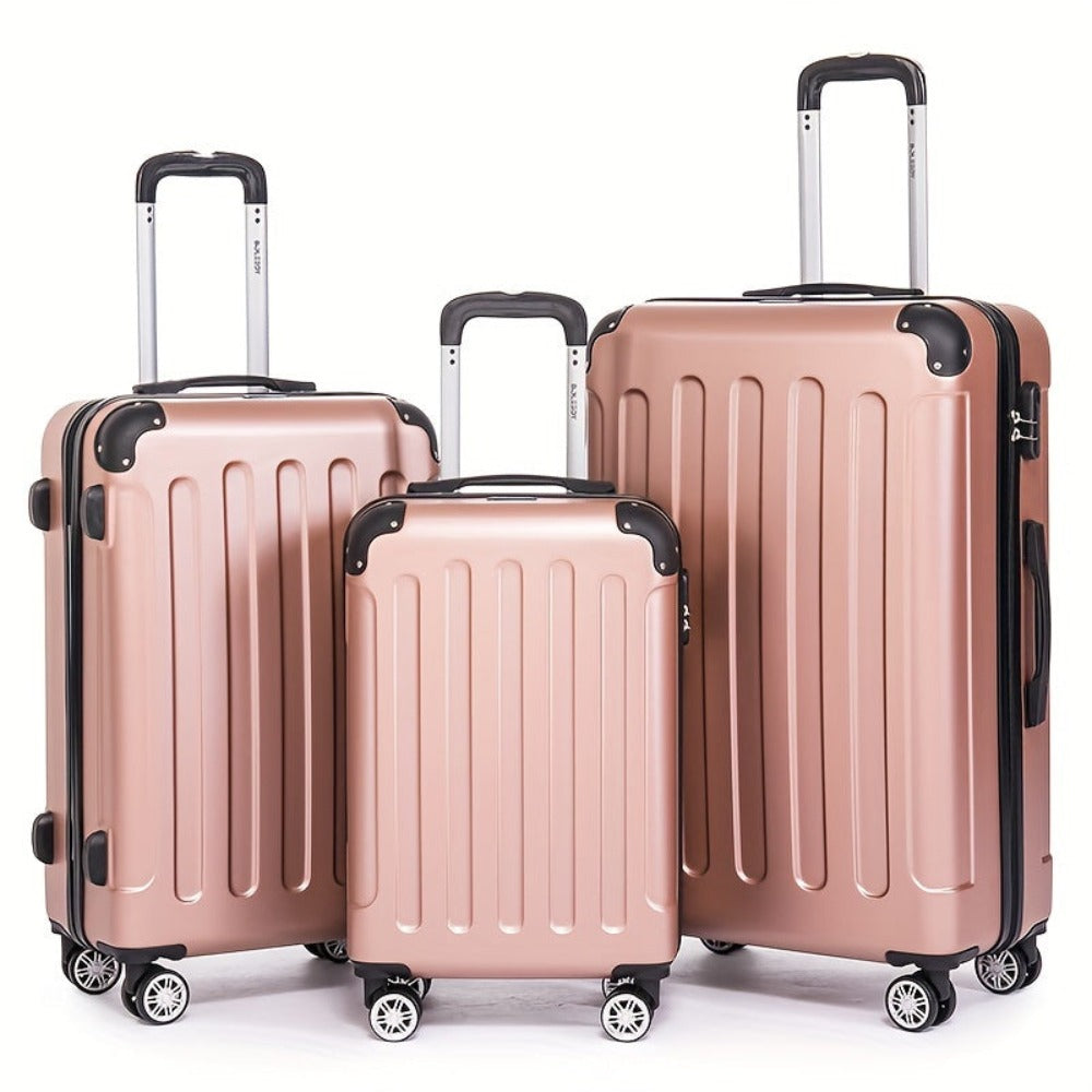 Conjunto de Tres Maletas Familiares de 20+24+28 Pulgadas, Maleta de Cabina de 20 Pulgadas para Viajes de Negocios, Caja de Almacenamiento con Contraseña, Ruedas Universales, Carcasa Dura de ABS, Maleta de Trolley de Gran Capacidad (ML-XL-set)