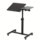 Escritorio Ajustable para Laptop, 60 X 34.5 X 58-90 Cm, Mesa Plegable para Cama, Mesa de Sofá con Ruedas, Soporte Elevable para Laptop Giratorio 360 Grados, Escritorio de Madera para Sofá y Laptop