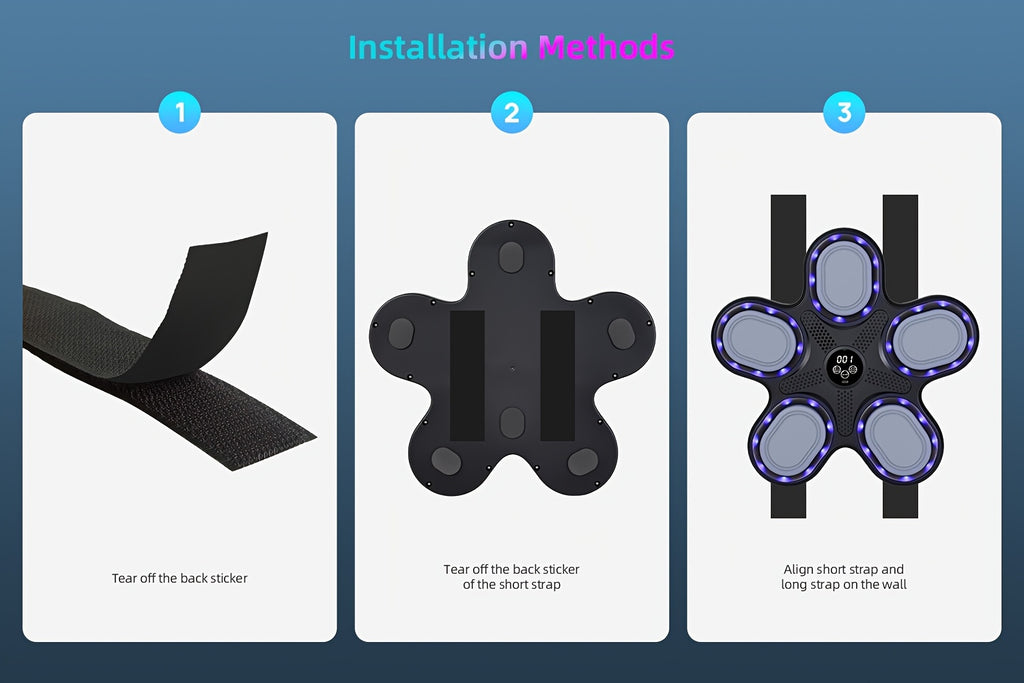 Máquina de Boxeo Musical Interactiva con Guantes, Carga USB, Material PE - Equipo de Entrenamiento en Casa y Reflejos para Adultos, Montaje en Pared, Negro