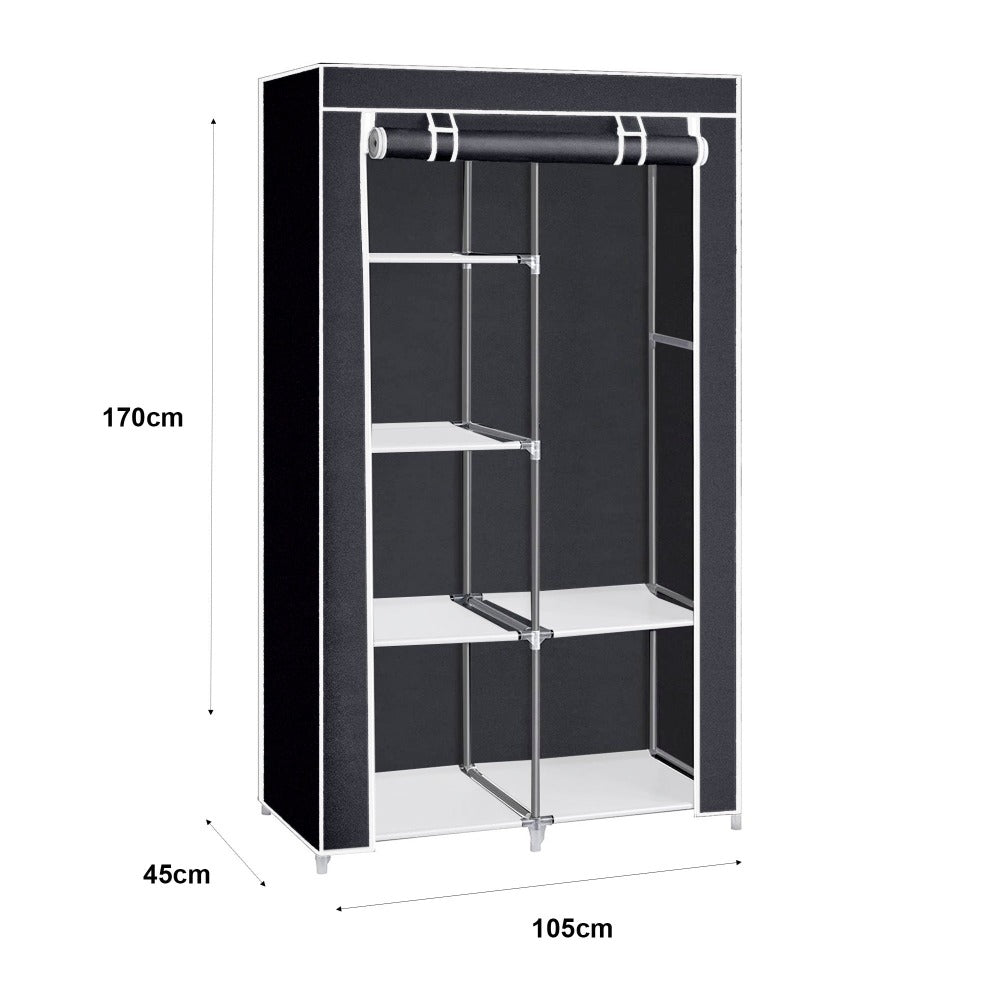 Armario Vestidor de Tela con Bolsillos Laterales Nyana Home - 5 Huecos 1 Ropero 1 Puerta 165x88x45cm Organizador de Ropa y Zapatos Fácil Montaje Ligero y Resistente Ideal para Dormitorio y Vestidor