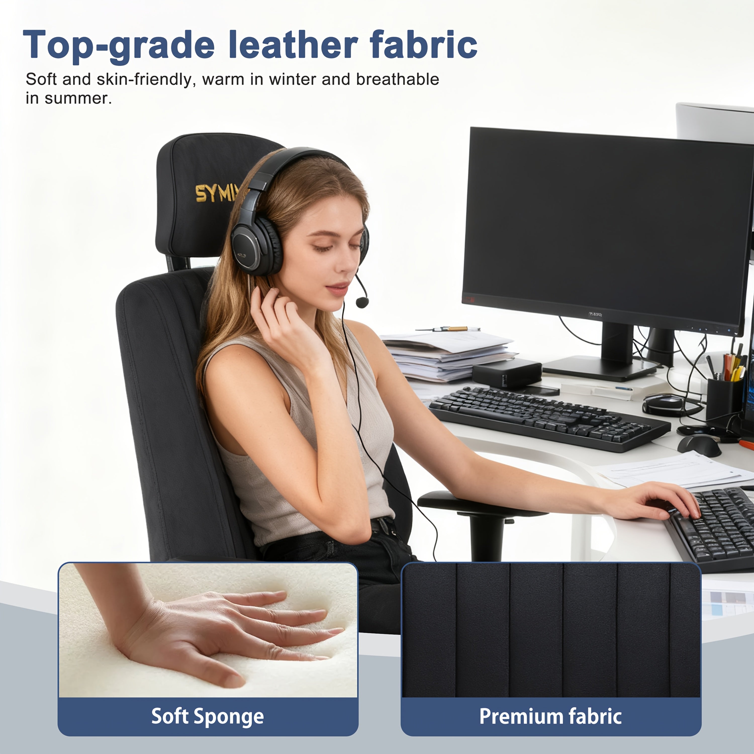 Silla de oficina para teletrabajo y estudio | 150Kg y Ajustable