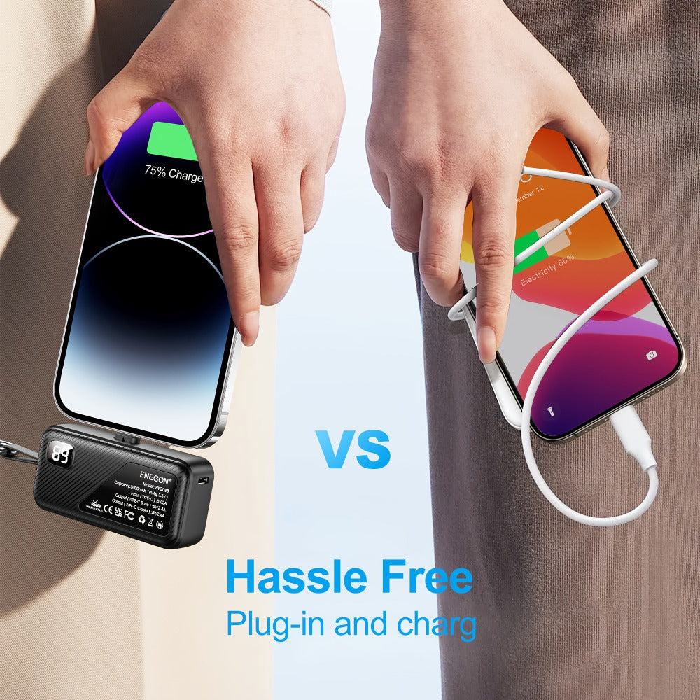 Pack de 2 Power Bank Mini 5000mAh, Cargador Portátil Ultracompacto con Puerto USB-C Plegable y Carga Súper Rápida de 12W, Batería Externa de Doble Salida USB-C para iPhone 17/16/15 Pro Max, Samsung, iPad,  - Regalo de Viaje Perfecto y Kit de Respaldo de E