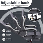 Silla de Oficina con Reposapiés, Silla Ergonómica, Silla Giratoria Ajustable con Soporte Lumbar, Silla de Oficina en Piel PU