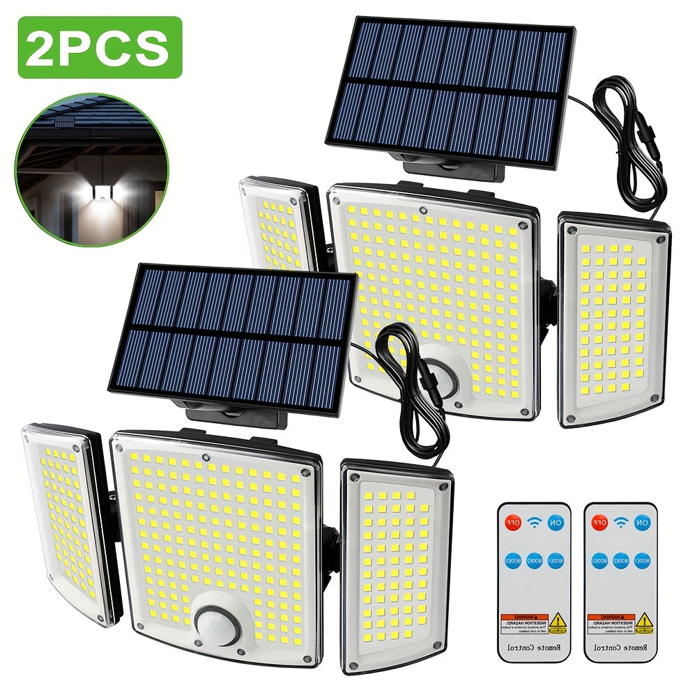 Luz solar LED con sensor de movimiento 4pcs | Para jardín, patio, garaje y seguridad exterior