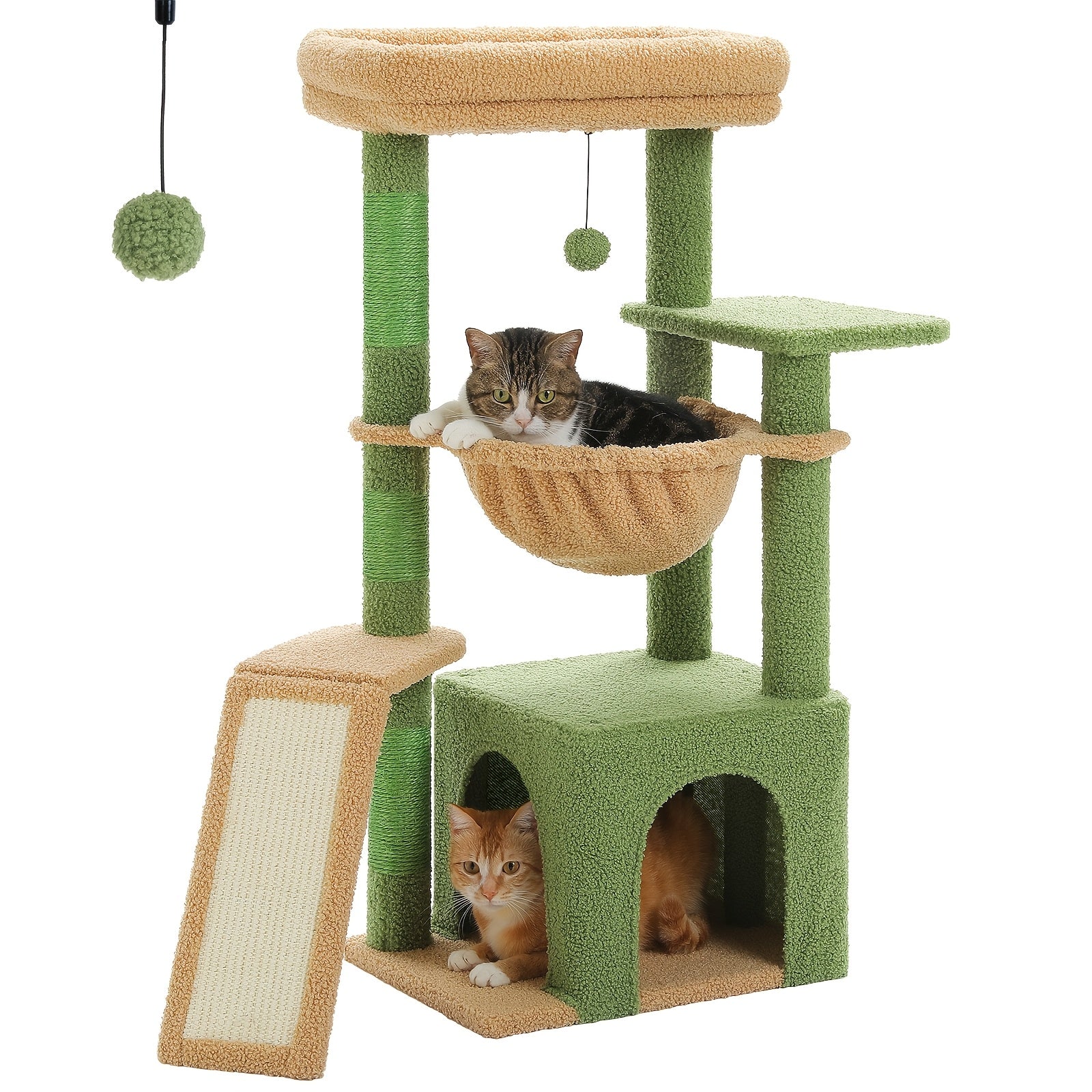 Árbol para Gatos de Interior PAWZ con Gran Apartamento, 1 Tablero de Sisal, 3 Postes Rascadores, Torre Rascadora para Gatos con Hamaca Grande y Percha de 90cm