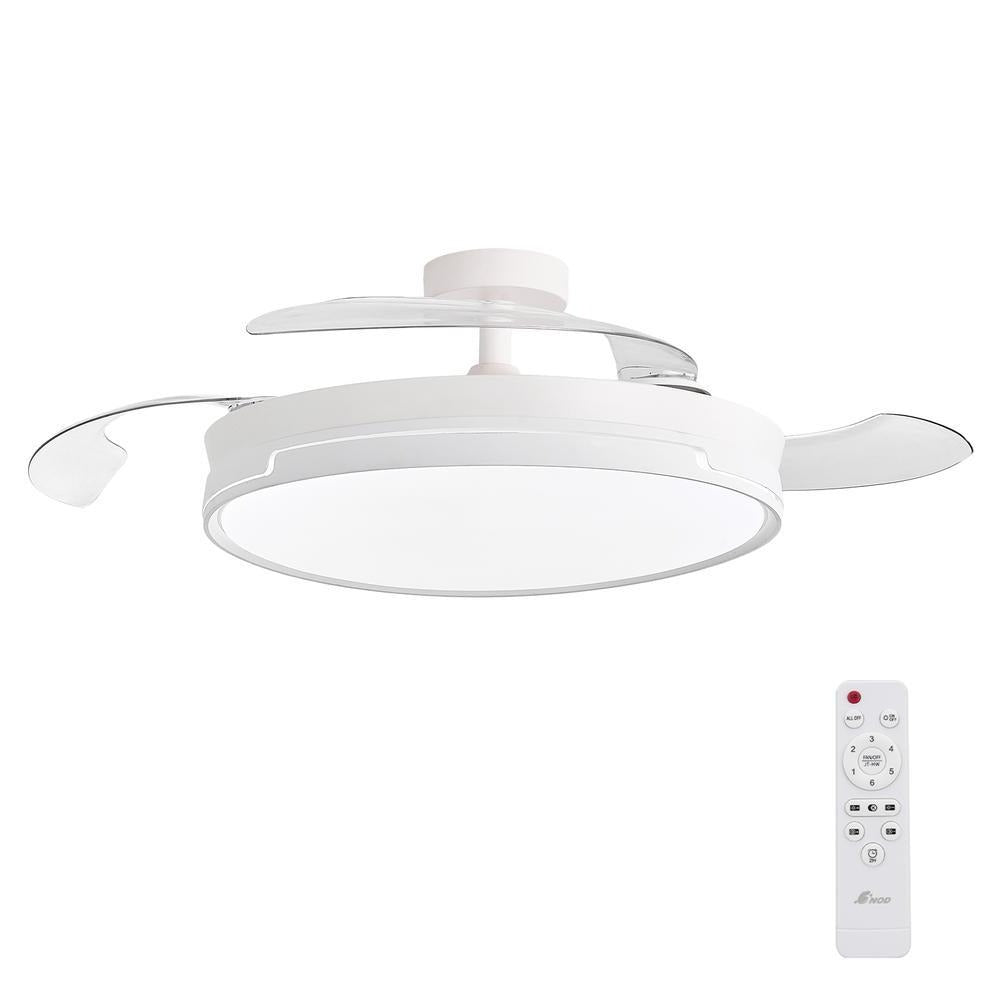 Ventilador de Techo con Luz LED Aspas Retráctiles, SPTO-2, 3 Tonalidades, Control Remoto, 6 Velocidades, Motor DC Silencioso, Temporizador, Sin WiFi