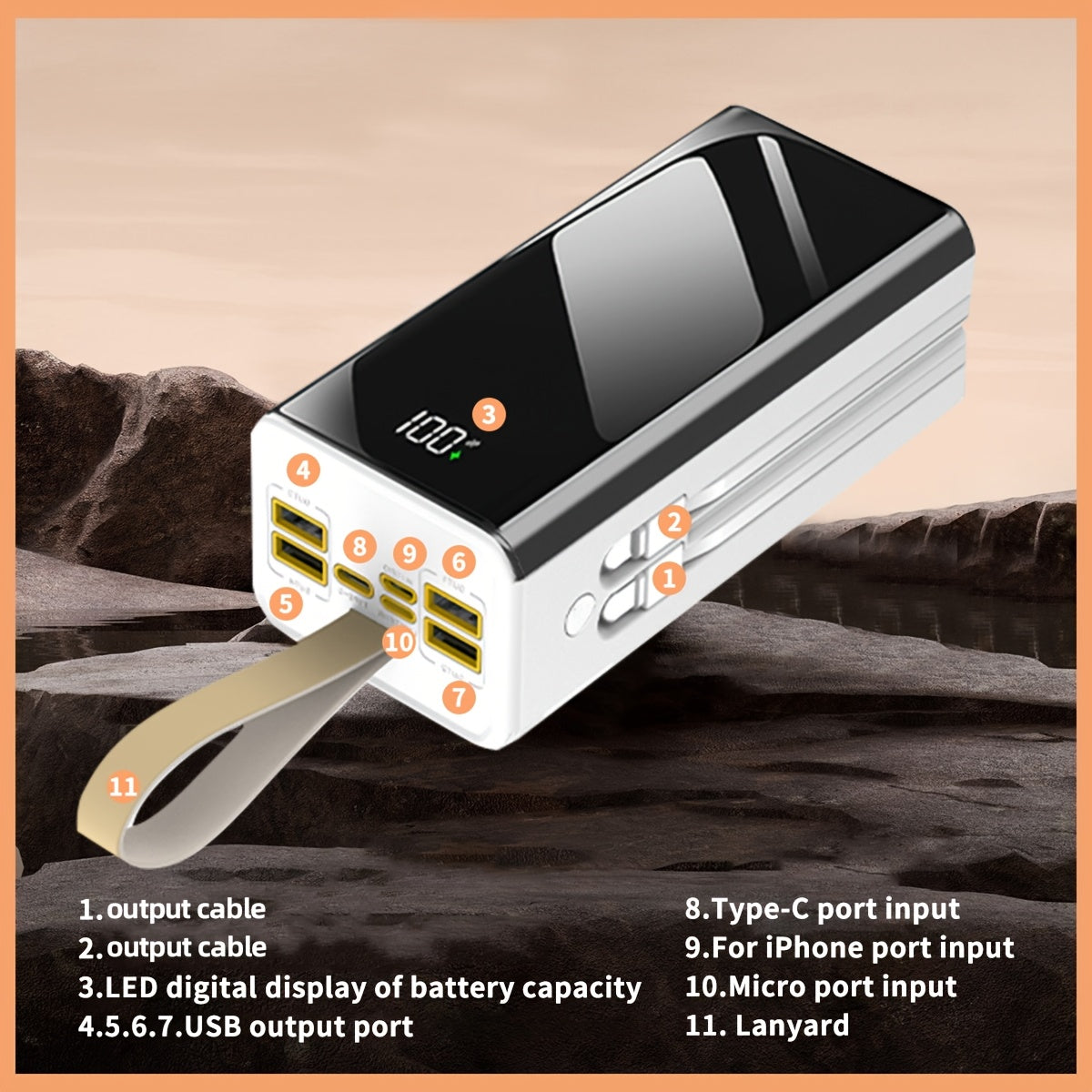 Power bank para carga durante viajes y uso diario | 80000mAh y 30W